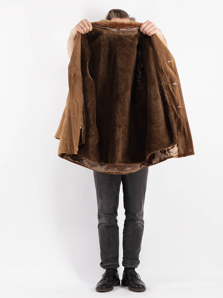 Vintage 70's Men Suede Sherpa Coat in BeigeZ506