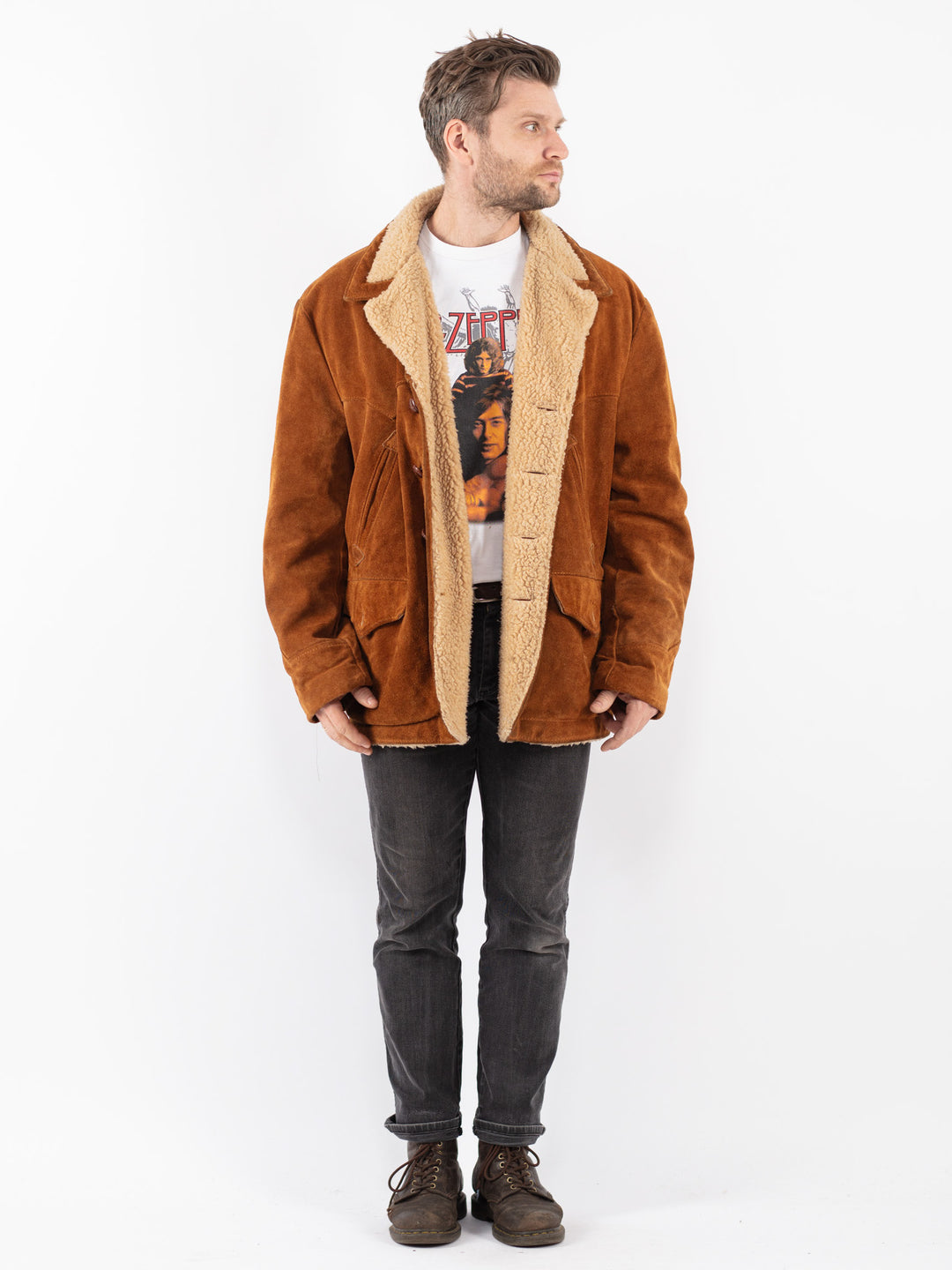 Vintage 70's Men Suede Jacket in Brown