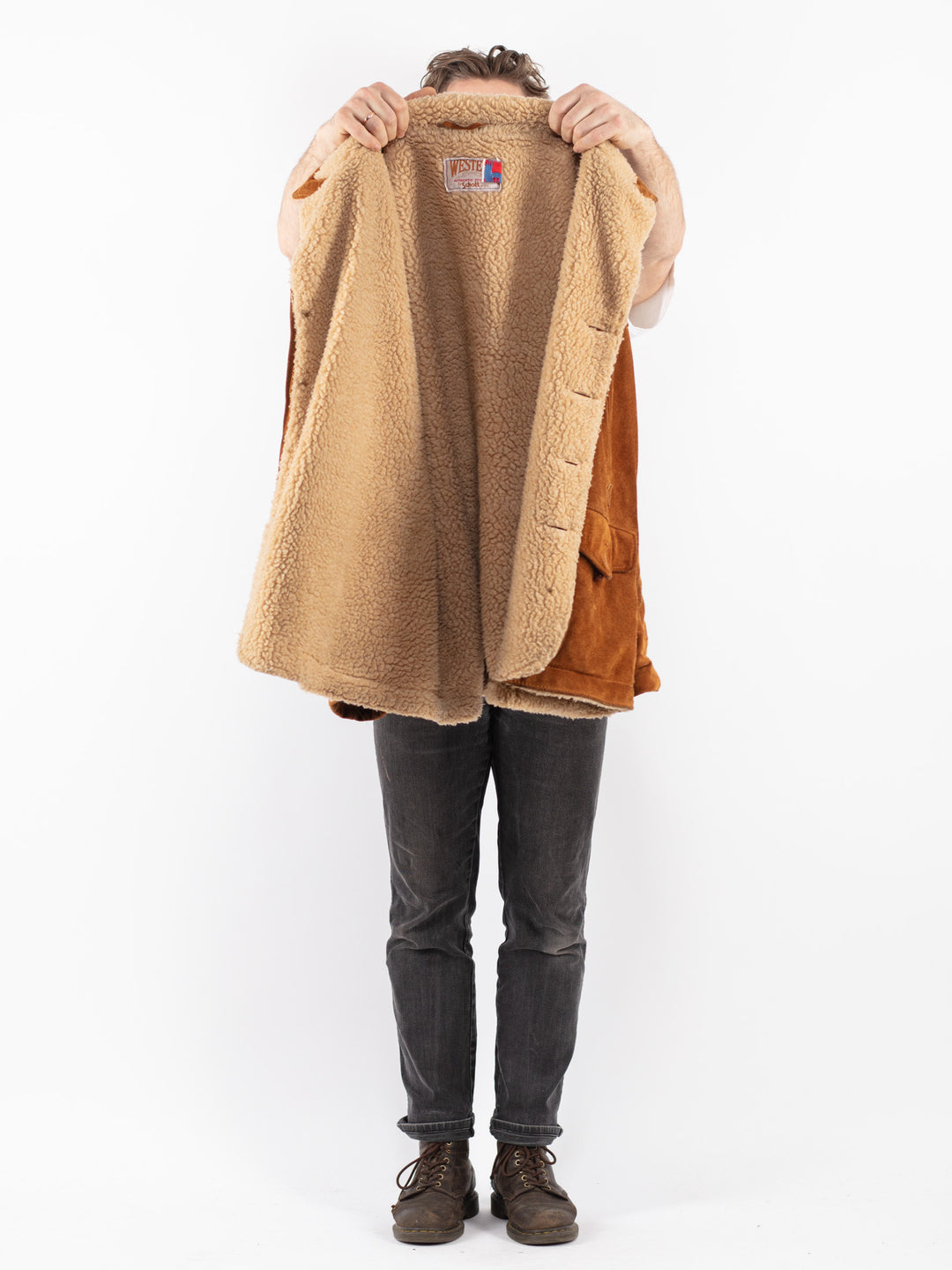 Vintage 70's Men Suede Jacket in Brown