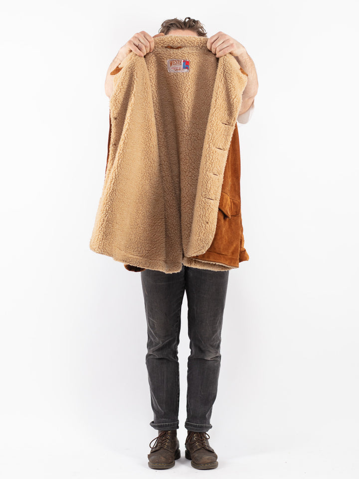 Vintage 70's Men Suede Jacket in Brown