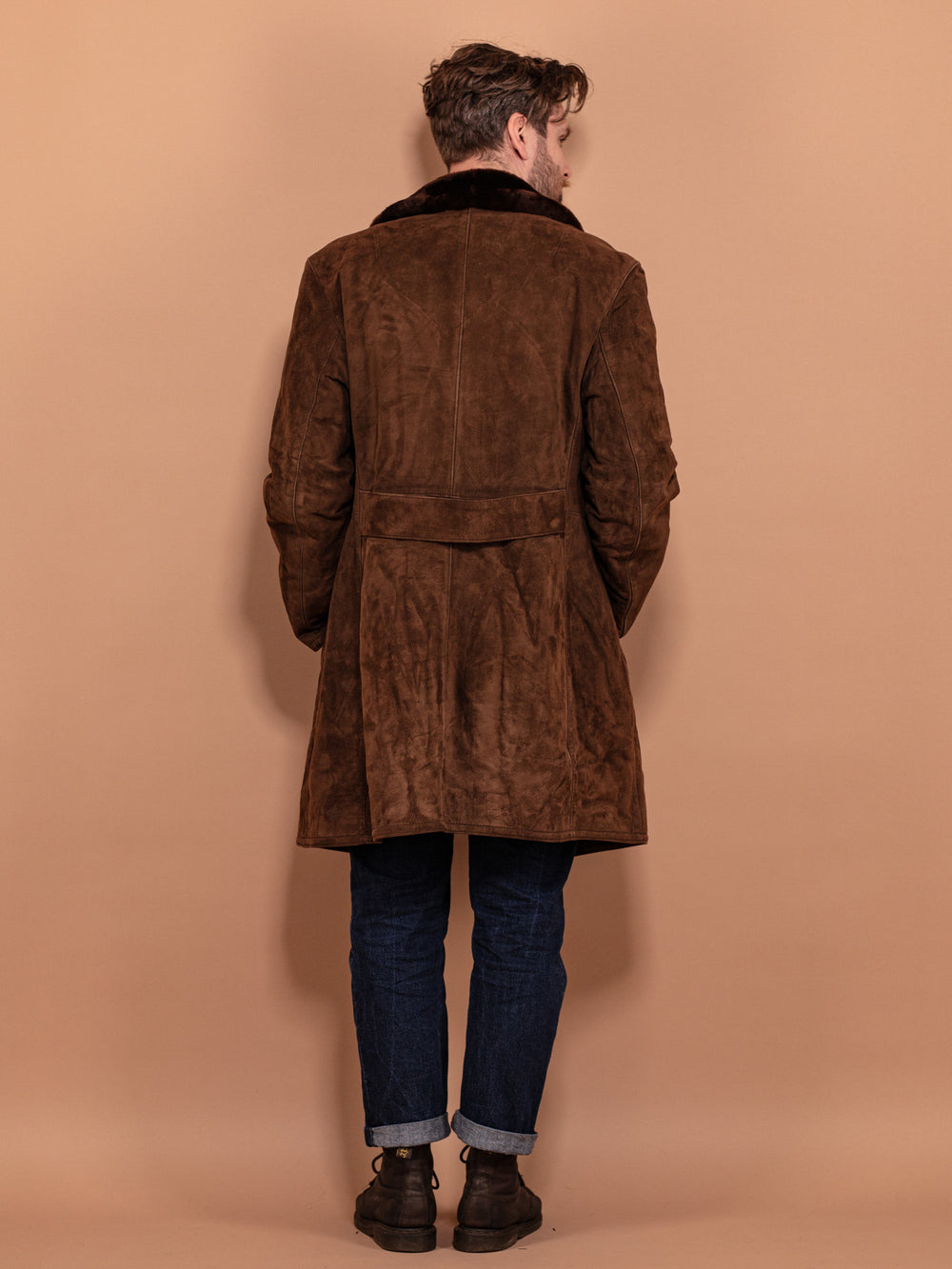 Vintage 70's Men Suede Sherpa Coat in Brown - NorthernGrip