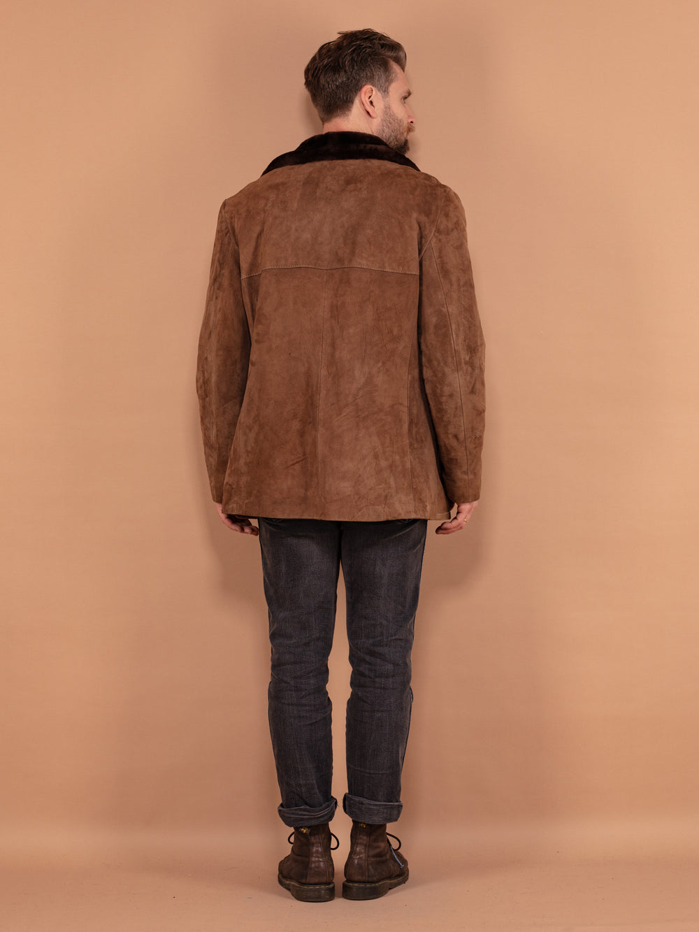Vintage 70's Men Suede Sherpa Coat in Brown - NorthernGrip