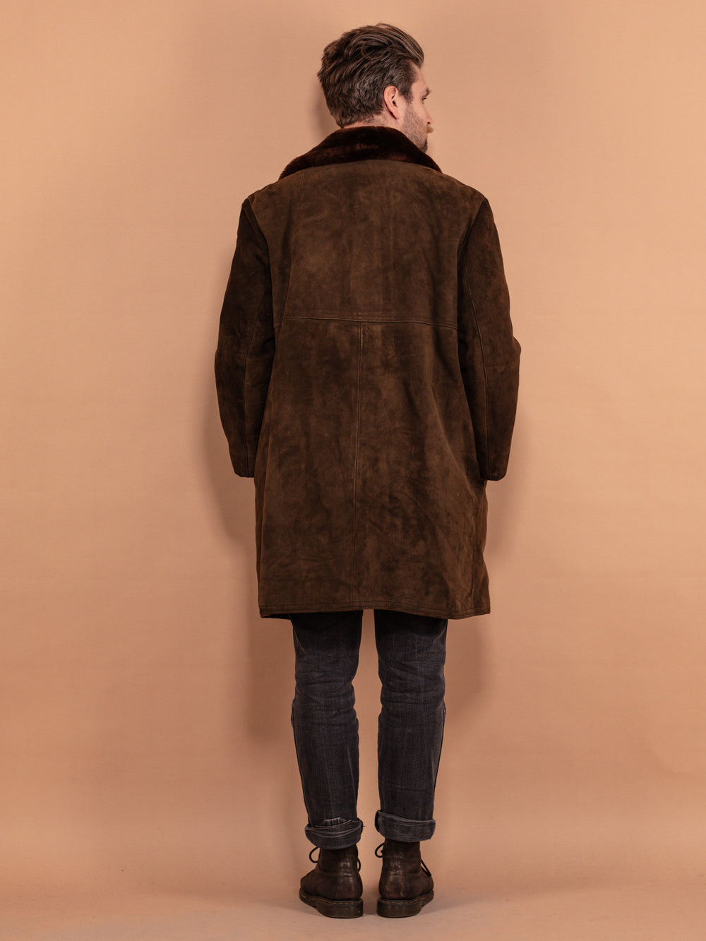 Vintage 70's Men Suede Sherpa Coat in Brown - NorthernGrip
