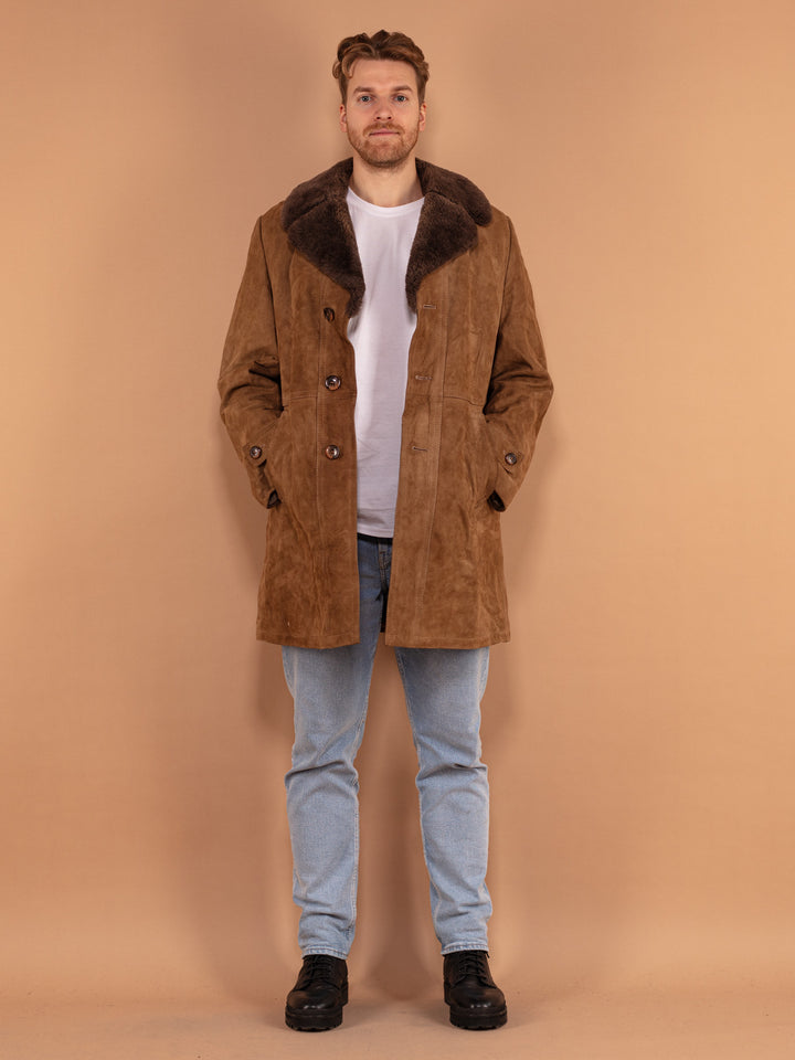 Vintage 70's Men Suede Sherpa Coat in Brown - NorthernGrip