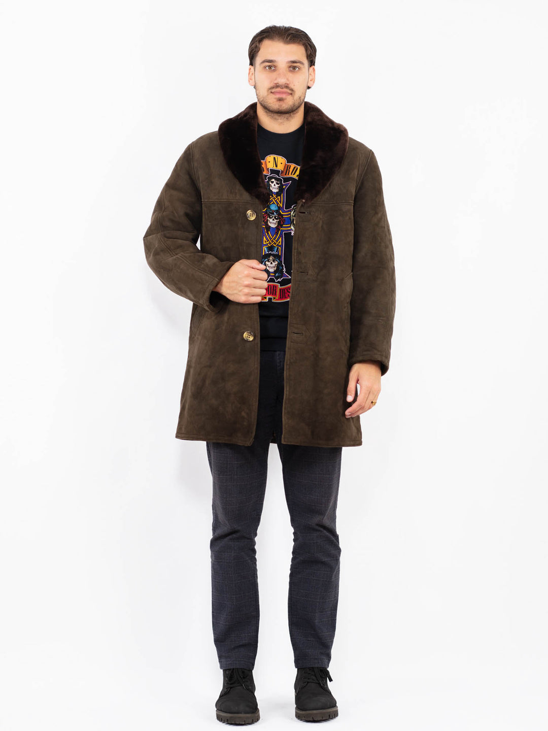 Vintage 70's Men Suede Sherpa Coat in BrownZ2350