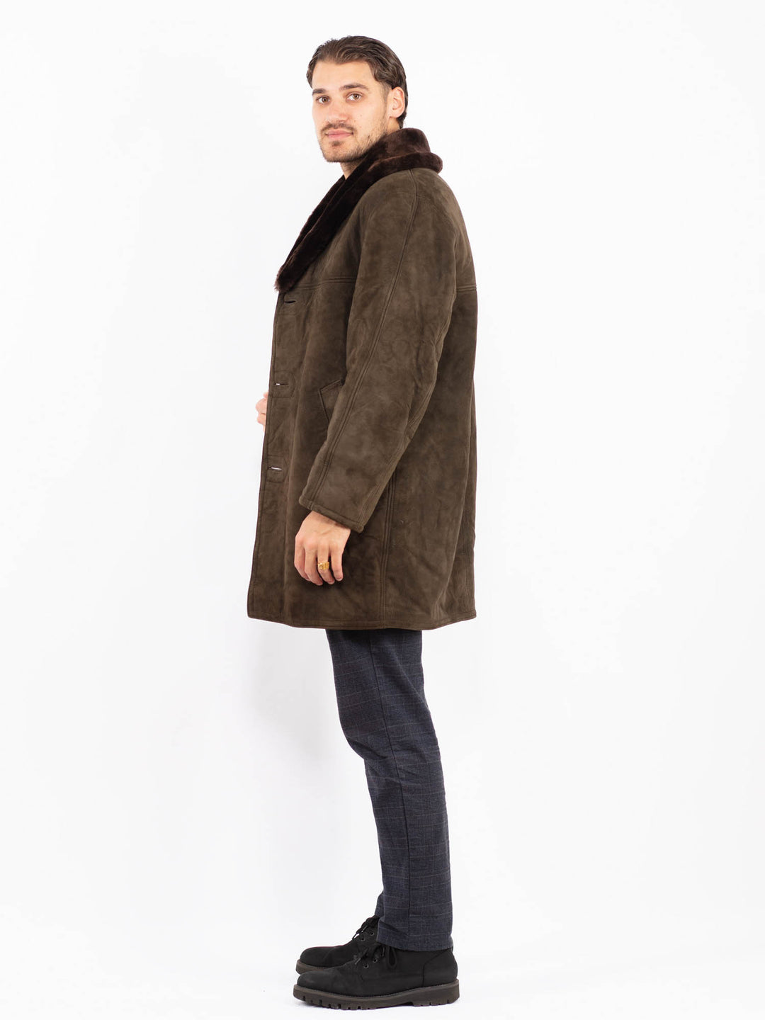 Vintage 70's Men Suede Sherpa Coat in BrownZ2350