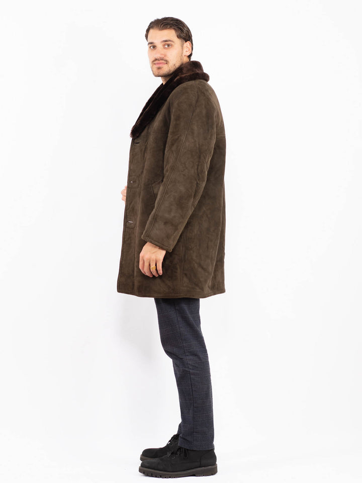Vintage 70's Men Suede Sherpa Coat in BrownZ2350