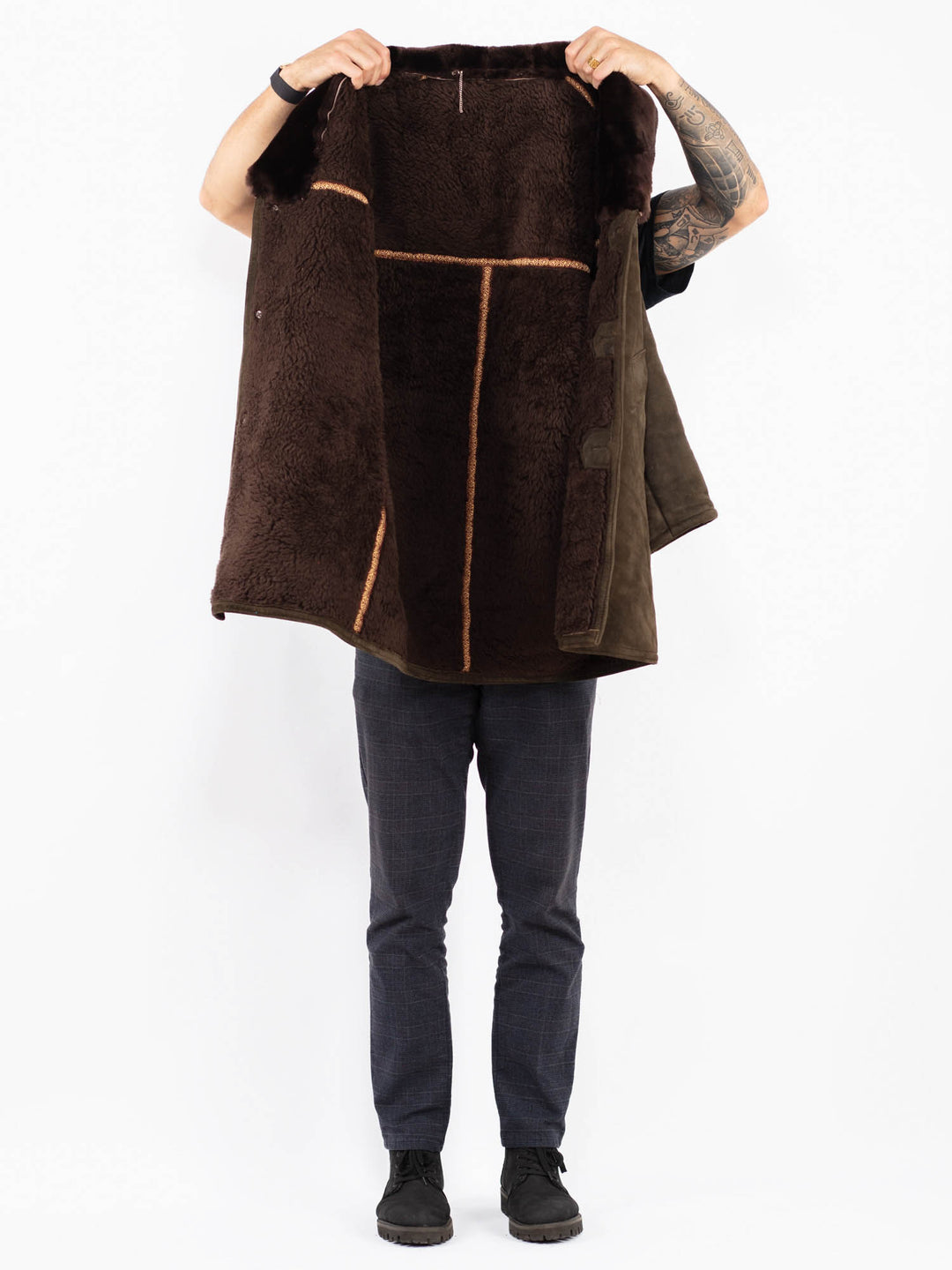 Vintage 70's Men Suede Sherpa Coat in BrownZ2350