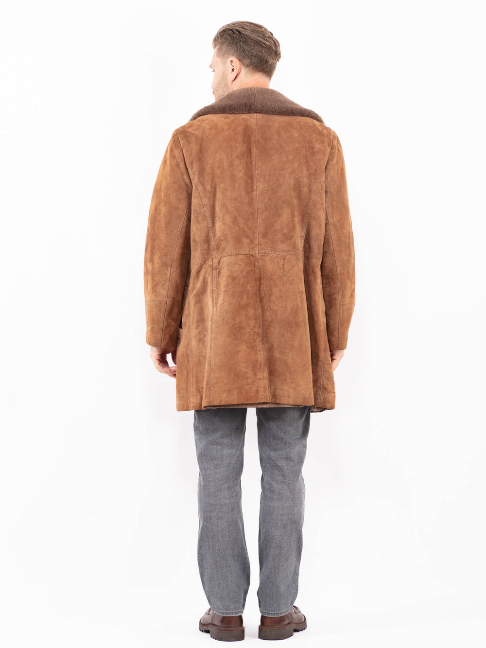 Vintage 70's Men Suede Sherpa Coat in BrownZ2040