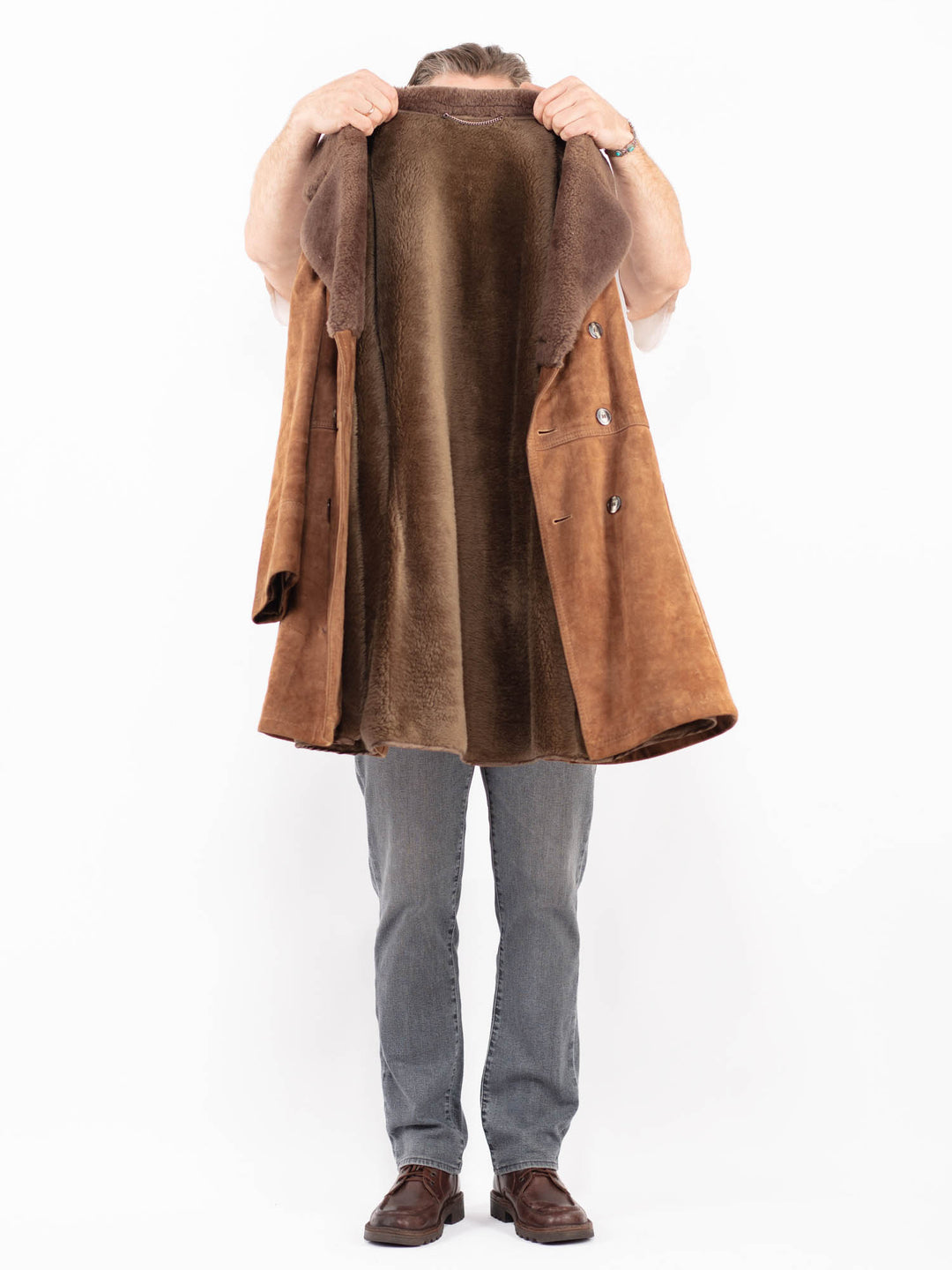 Vintage 70's Men Suede Sherpa Coat in BrownZ2040