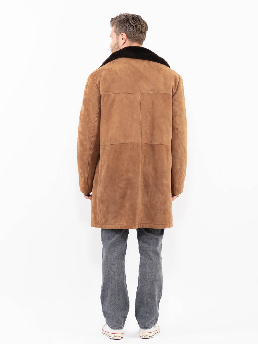 Vintage 70's Men Suede Sherpa Coat in BrownZ1922