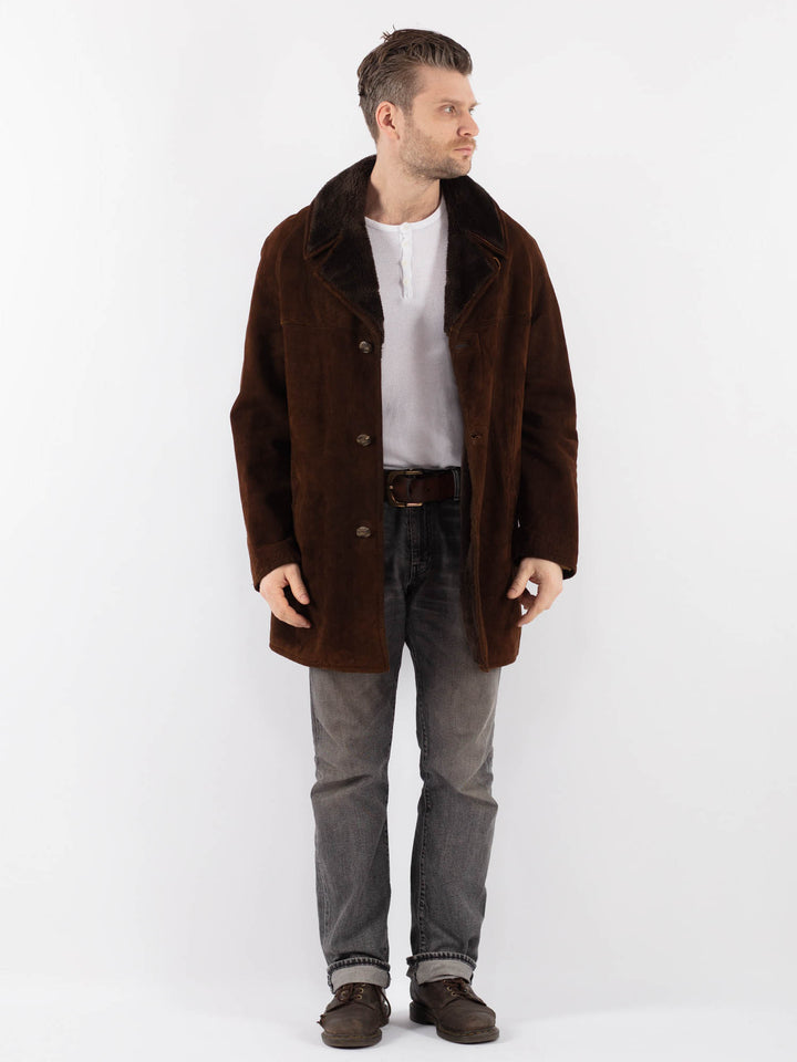 Vintage 70's Men Suede Sherpa Coat in BrownZ1105