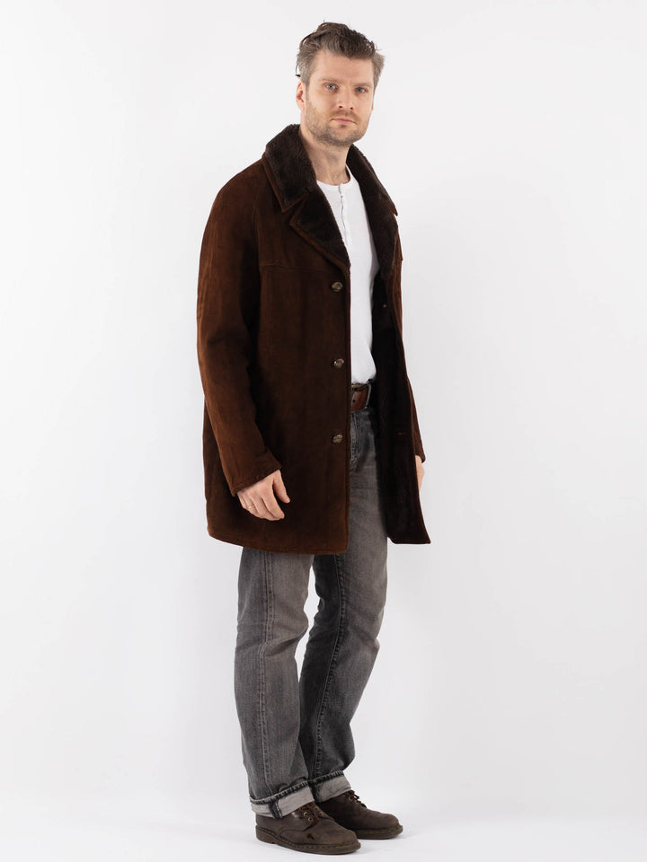 Vintage 70's Men Suede Sherpa Coat in BrownZ1105