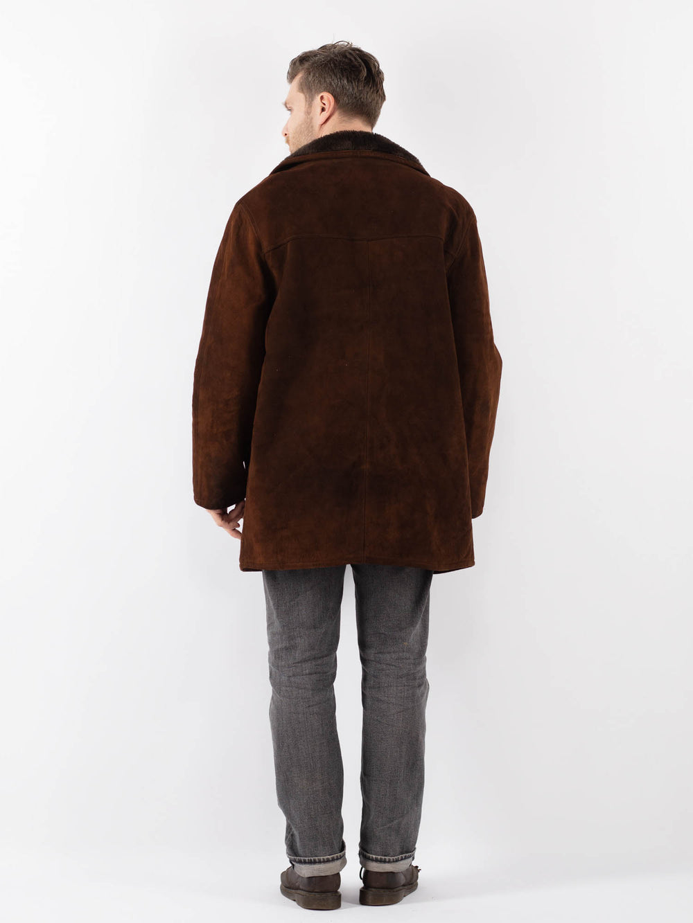 Vintage 70's Men Suede Sherpa Coat in BrownZ1105