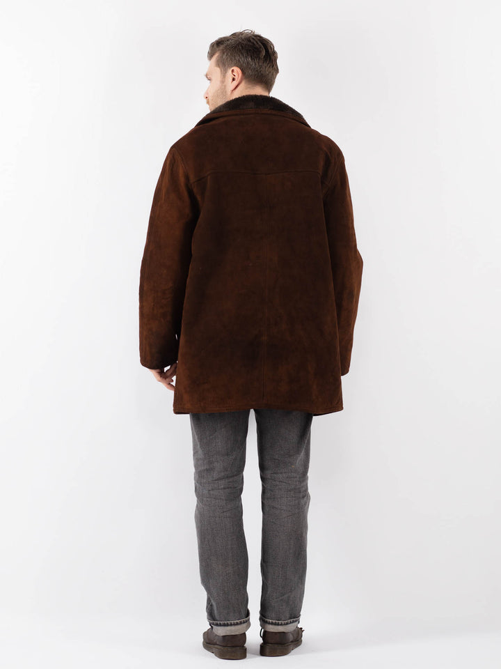 Vintage 70's Men Suede Sherpa Coat in BrownZ1105