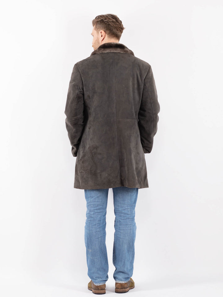 Vintage 70's Men Suede Sherpa Coat in GrayZ1407