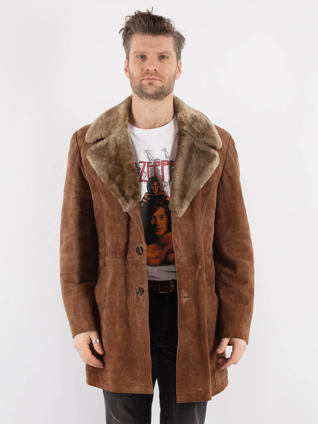 Vintage 70's Men Suede Sherpa in BrownZ776