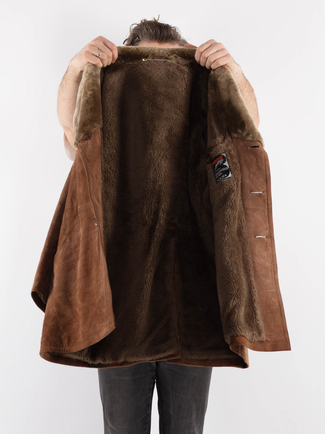 Vintage 70's Men Suede Sherpa in BrownZ776