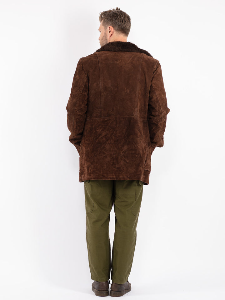Vintage 70's Men Suede Sherpa Coat in Brown