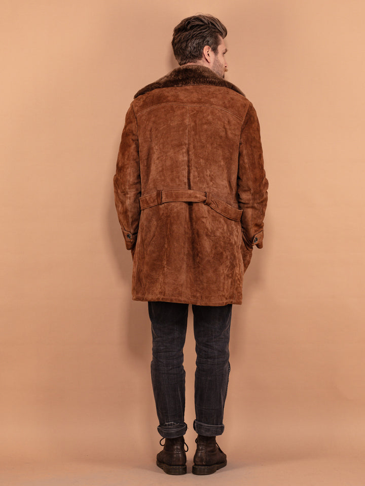 Vintage 70's Men Suede Sherpa Coat in Brown