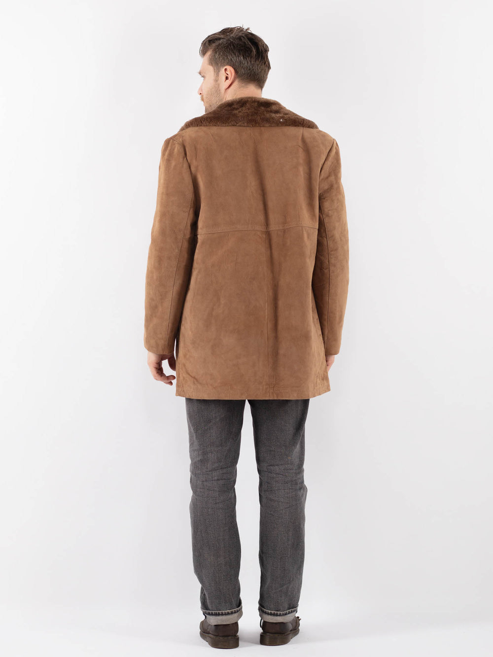 Vintage 70's Men Suede Sherpa Coat in BeigeZ1111