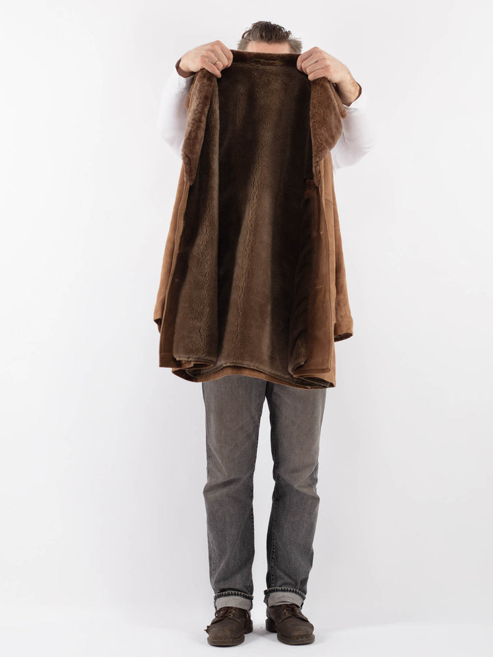 Vintage 70's Men Suede Sherpa Coat in BeigeZ1111