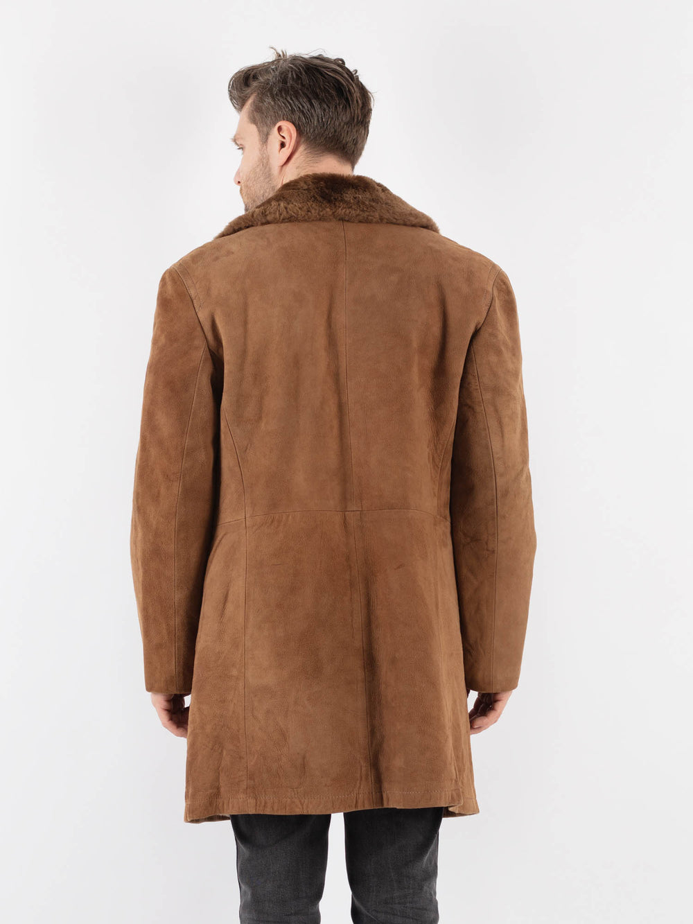 Vintage 70's Men Suede Sherpa Coat in BrownZ780