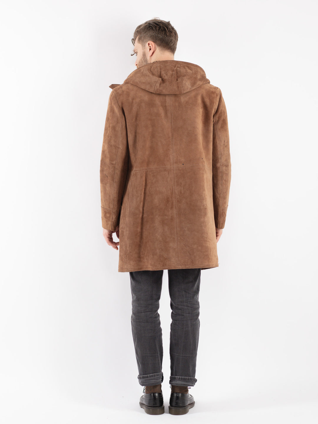 Vintage 70's Men Suede Sherpa Coat in Beige