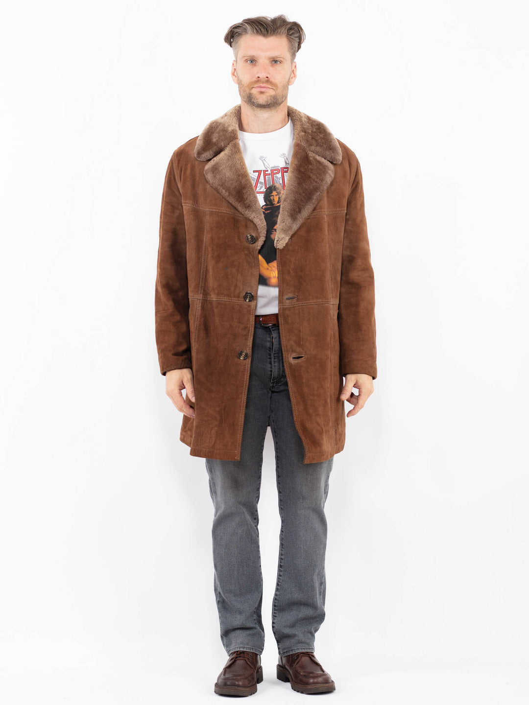 Vintage 70's Men Suede Sherpa in BrownZ2081