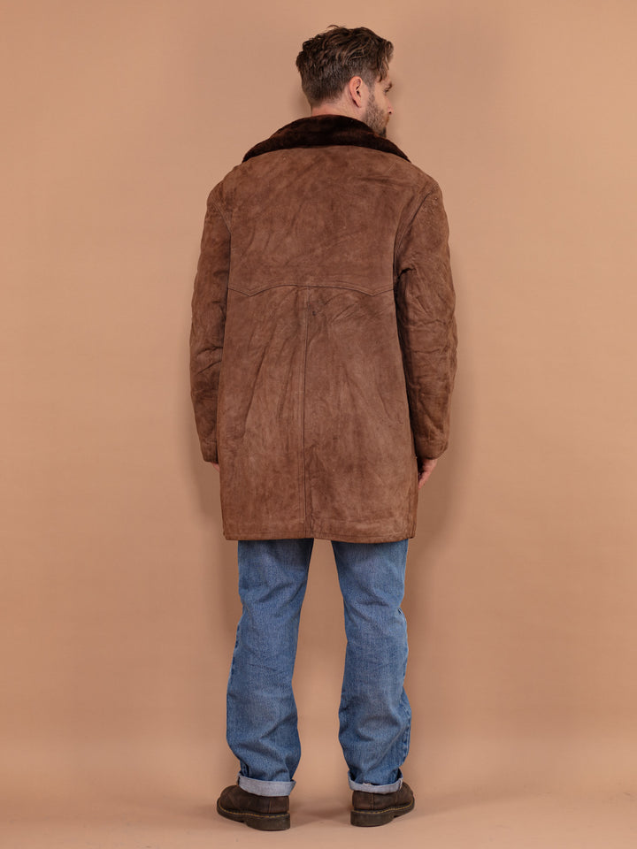 Vintage 70's Men Suede Sherpa Coat in Brown