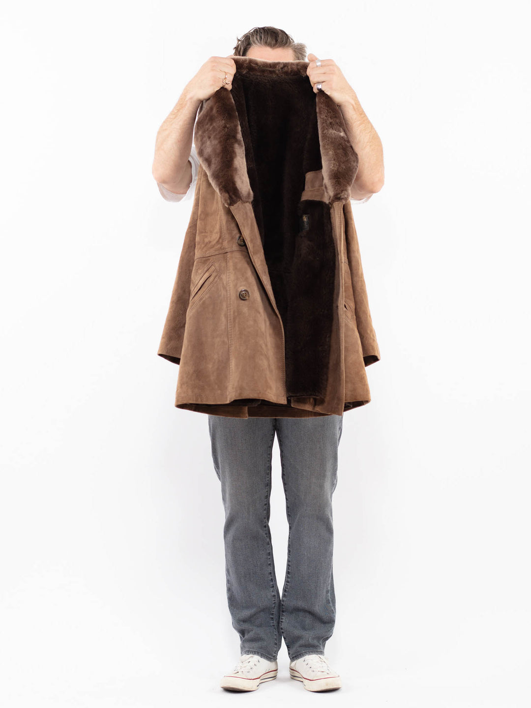 Vintage 70's Men Suede Sherpa in BrownZ1958