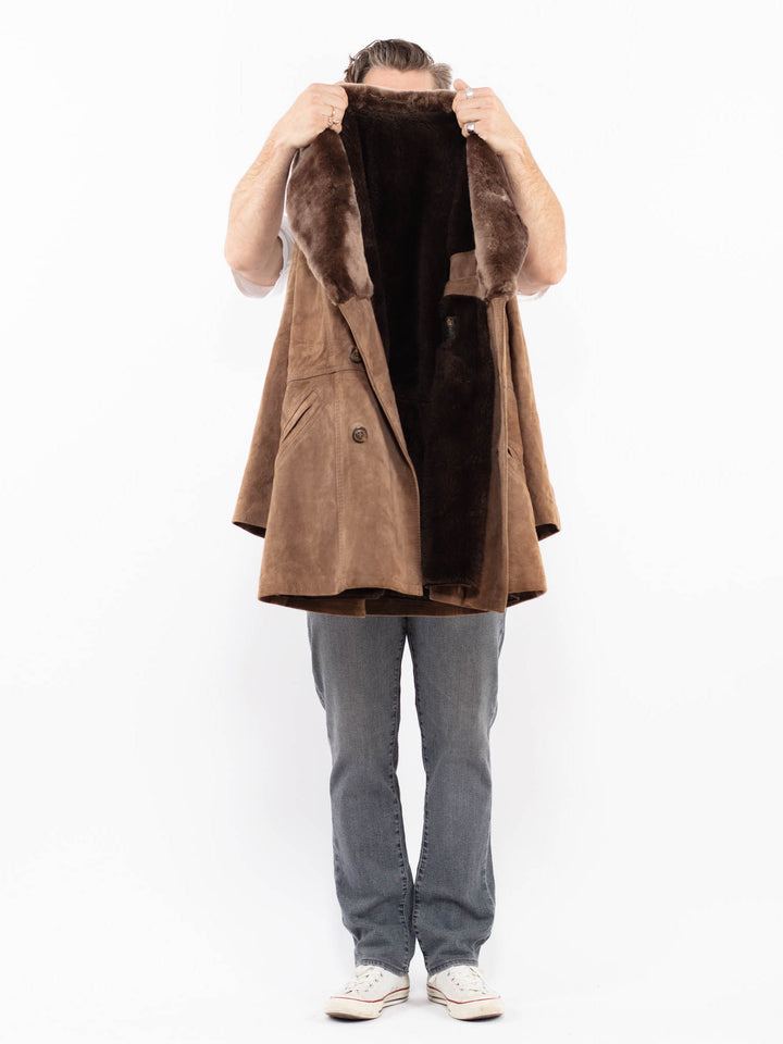 Vintage 70's Men Suede Sherpa in BrownZ1958