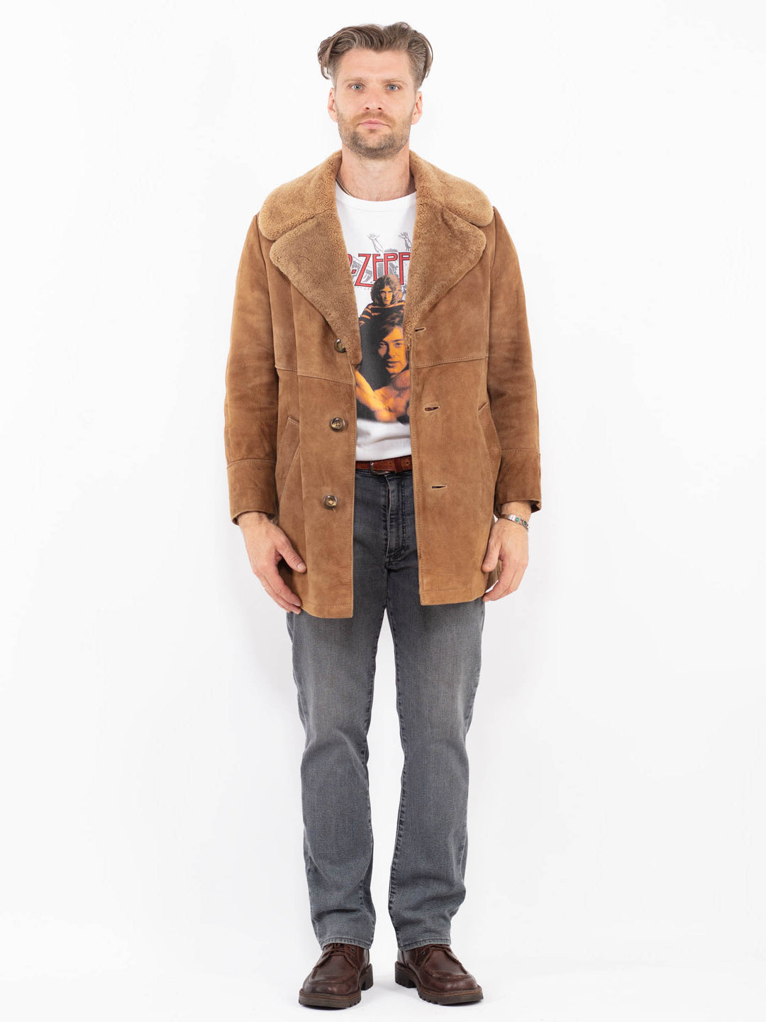 Vintage 70's Men Suede Sherpa in BeigeZ2091