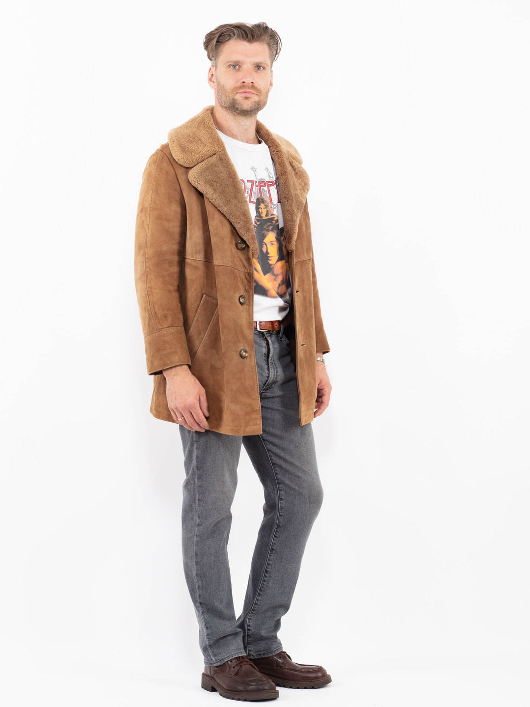 Vintage 70's Men Suede Sherpa in BeigeZ2091