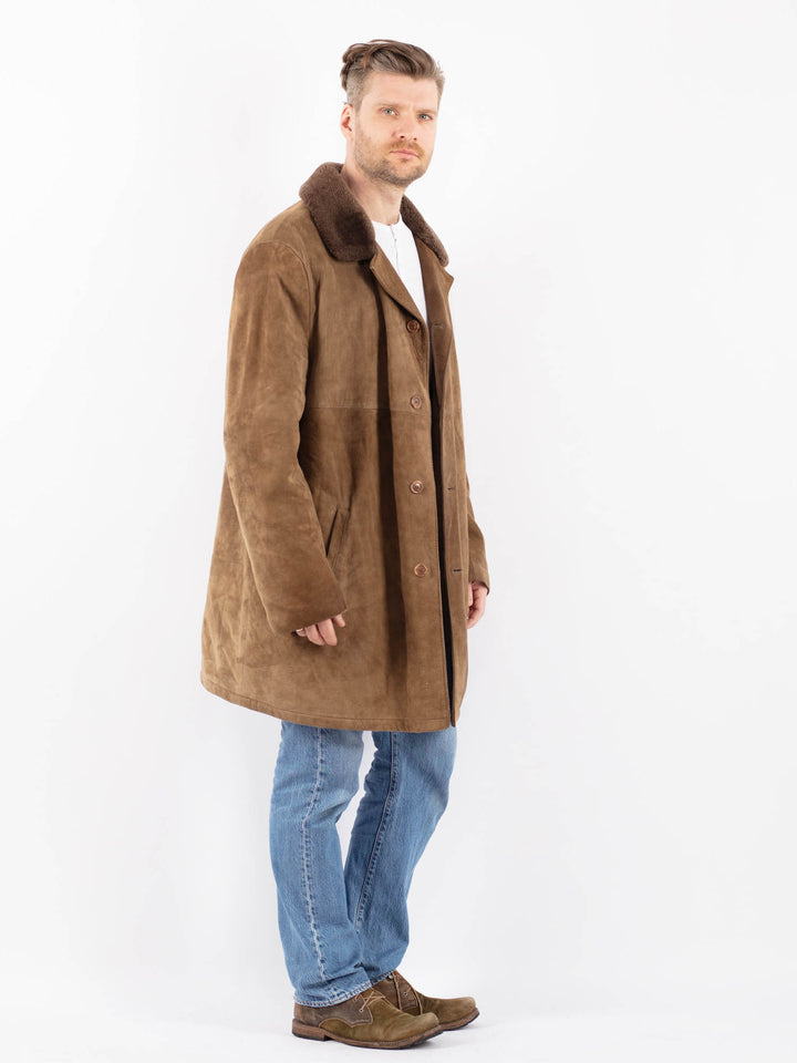 Vintage 70's Men Suede Sherpa Coat in BeigeZ1431