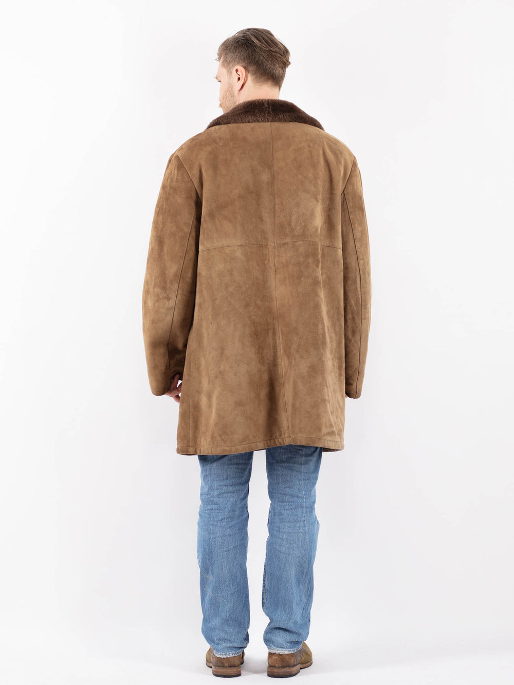Vintage 70's Men Suede Sherpa Coat in BeigeZ1431