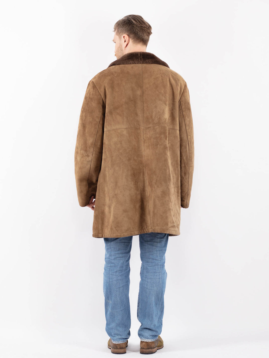 Vintage 70's Men Suede Sherpa Coat in BeigeZ1431
