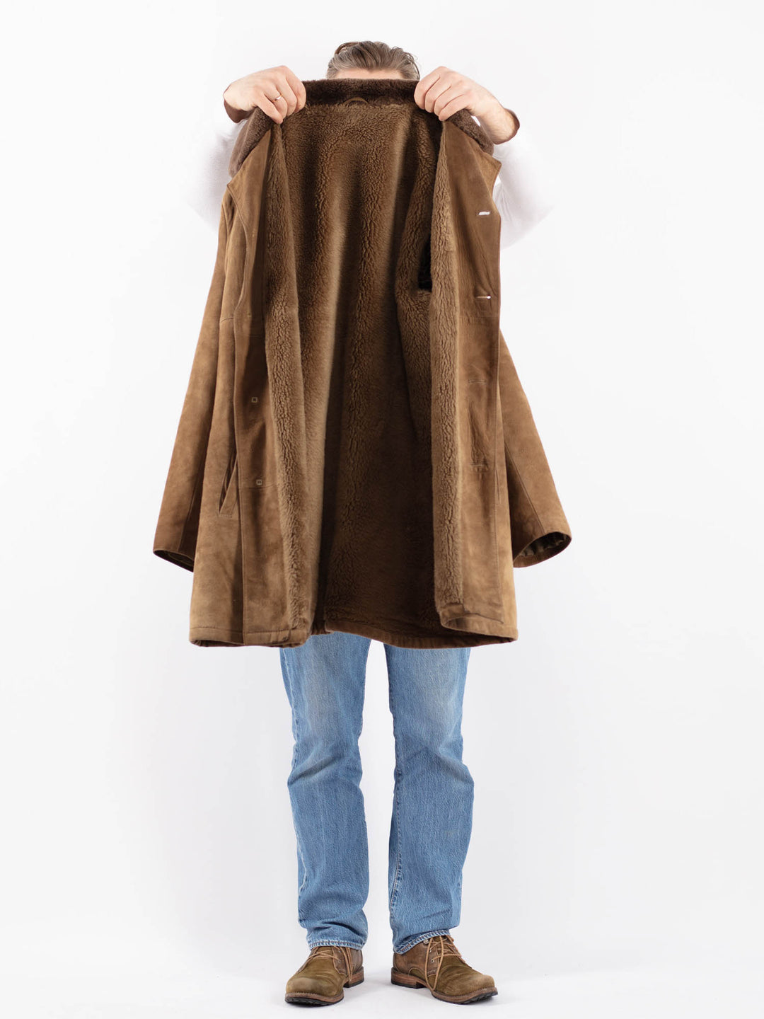 Vintage 70's Men Suede Sherpa Coat in BeigeZ1431