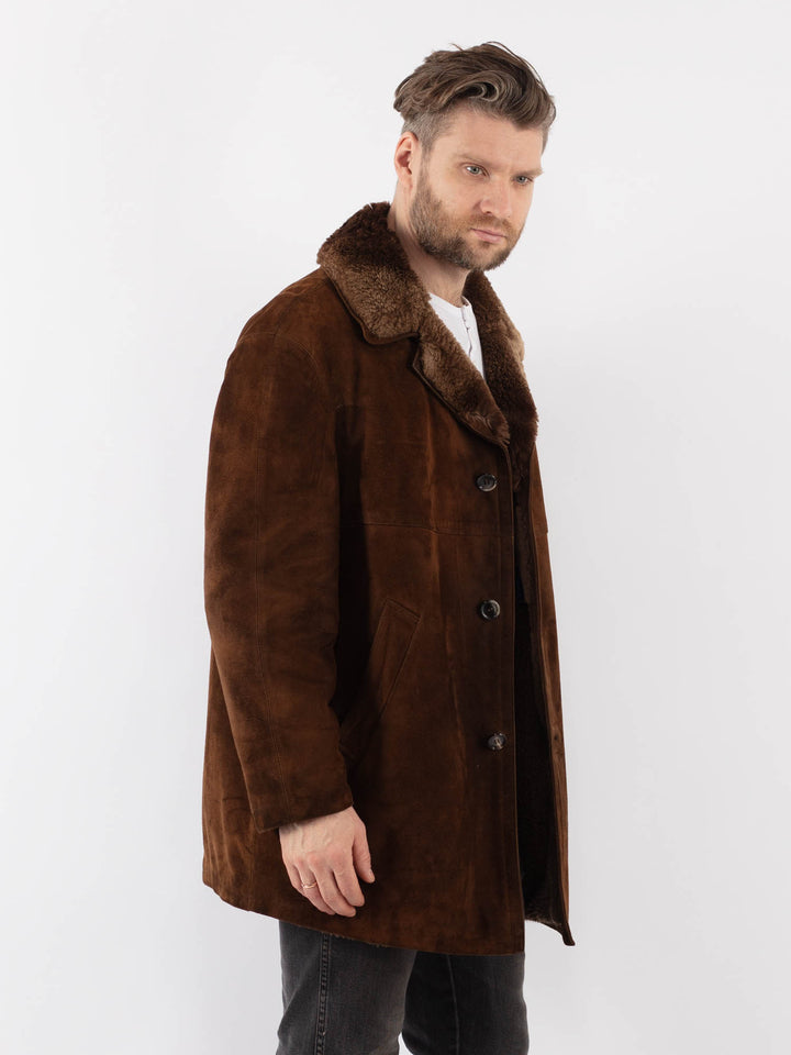 Vintage 70's Men Suede Sherpa Coat in BrownZ1007