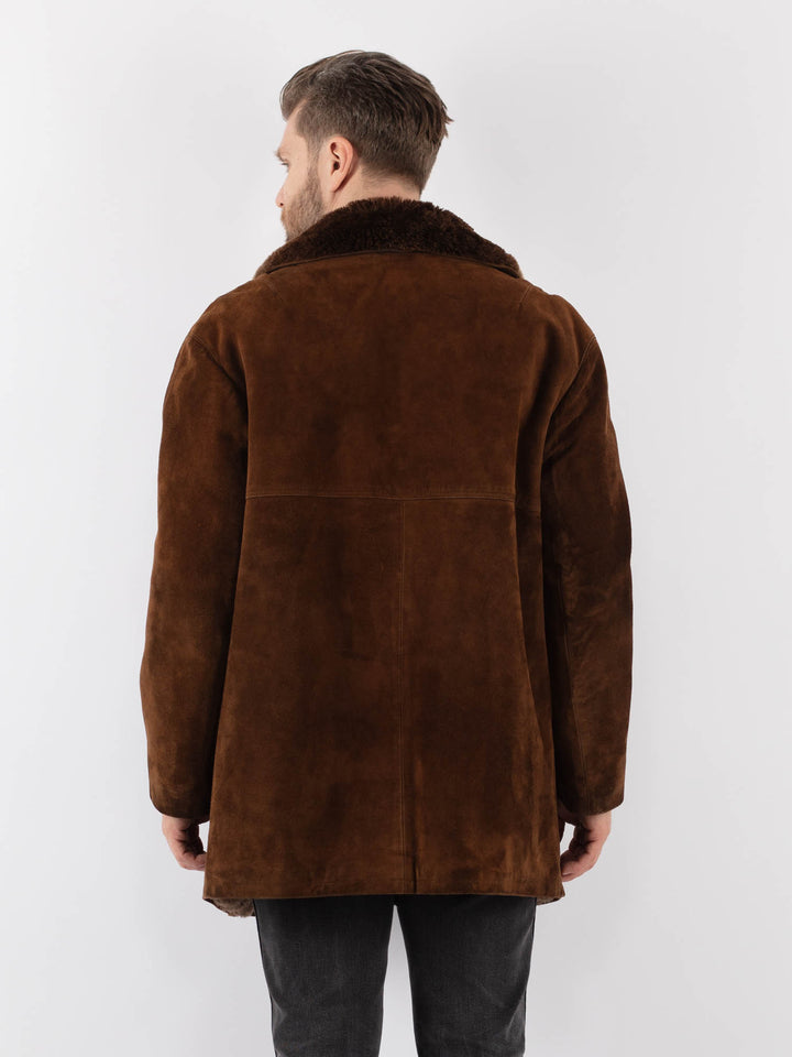 Vintage 70's Men Suede Sherpa Coat in BrownZ1007