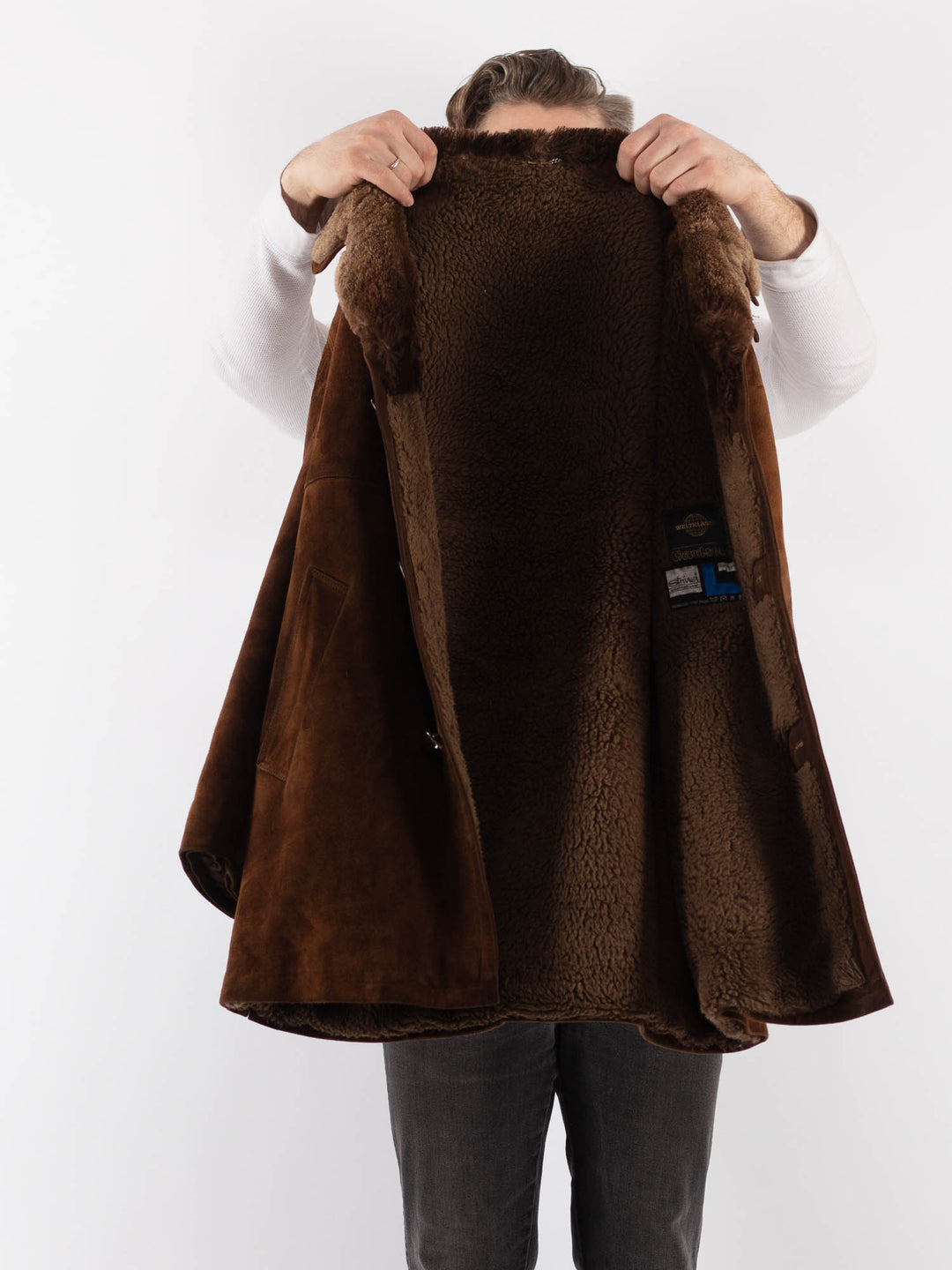 Vintage 70's Men Suede Sherpa Coat in BrownZ1007