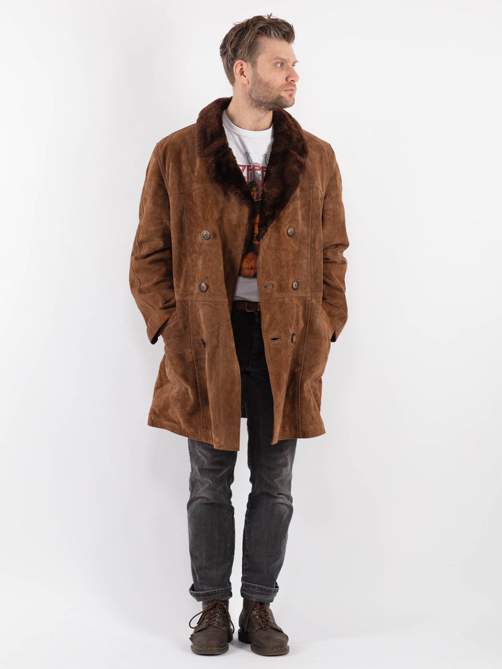 Vintage 70's Men Suede Sherpa Coat in BrownZ547