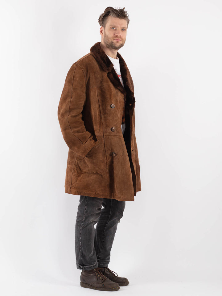Vintage 70's Men Suede Sherpa Coat in BrownZ547
