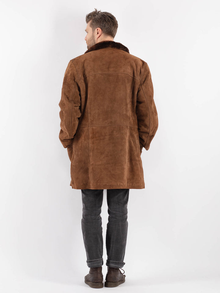Vintage 70's Men Suede Sherpa Coat in BrownZ547
