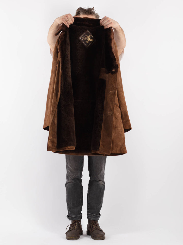 Vintage 70's Men Suede Sherpa Coat in BrownZ547