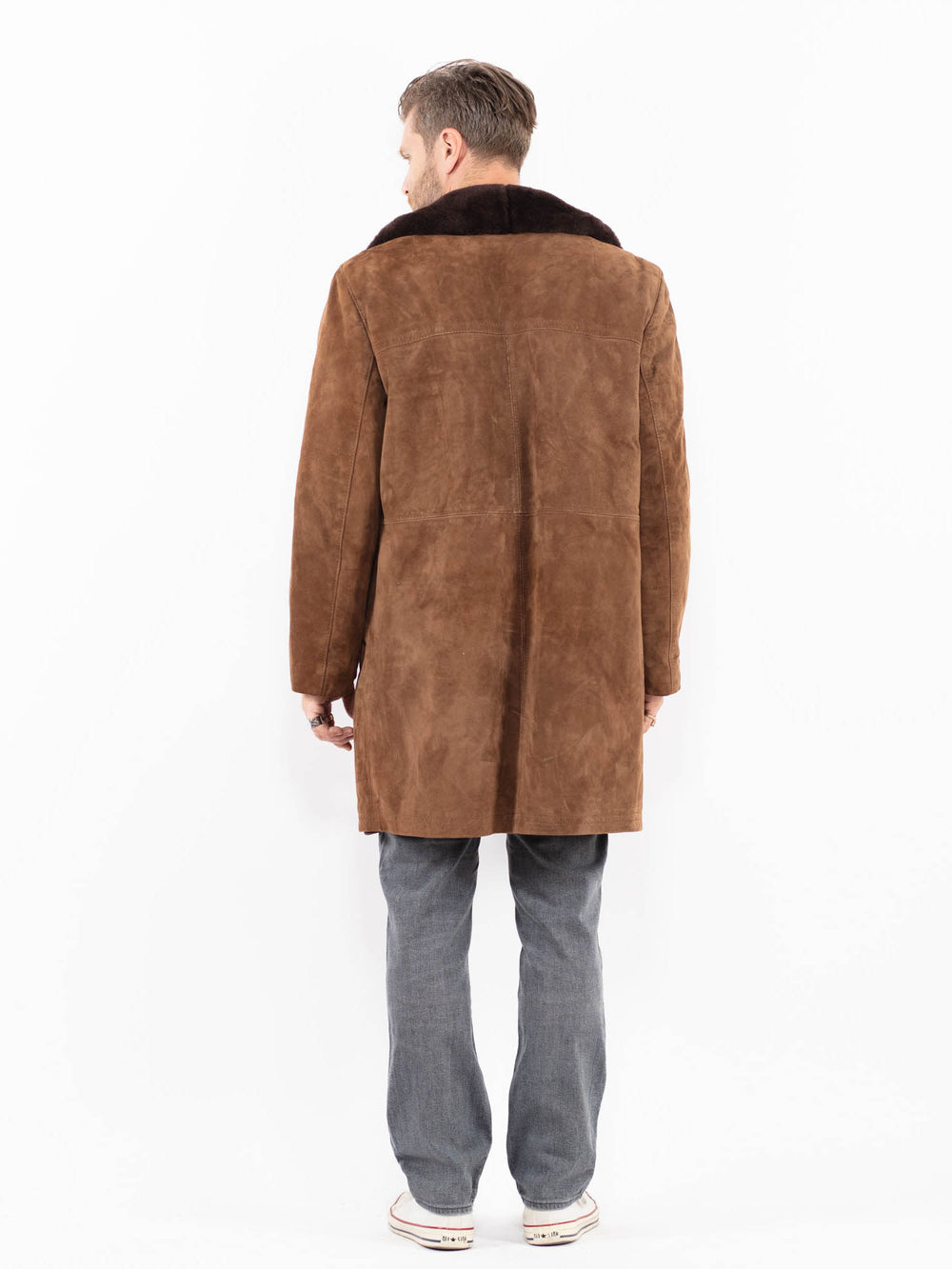 Vintage 70's Men Suede Sherpa Coat in BrownZ1986
