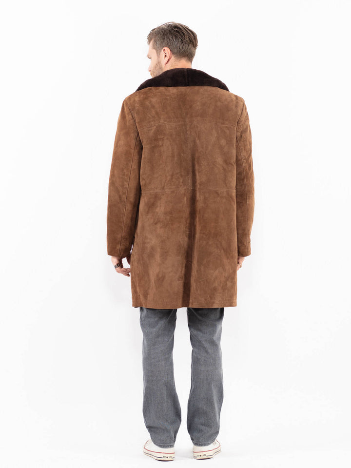 Vintage 70's Men Suede Sherpa Coat in BrownZ1986