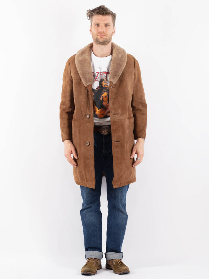Vintage 70's Men Suede Sherpa Coat in BeigeZ1546