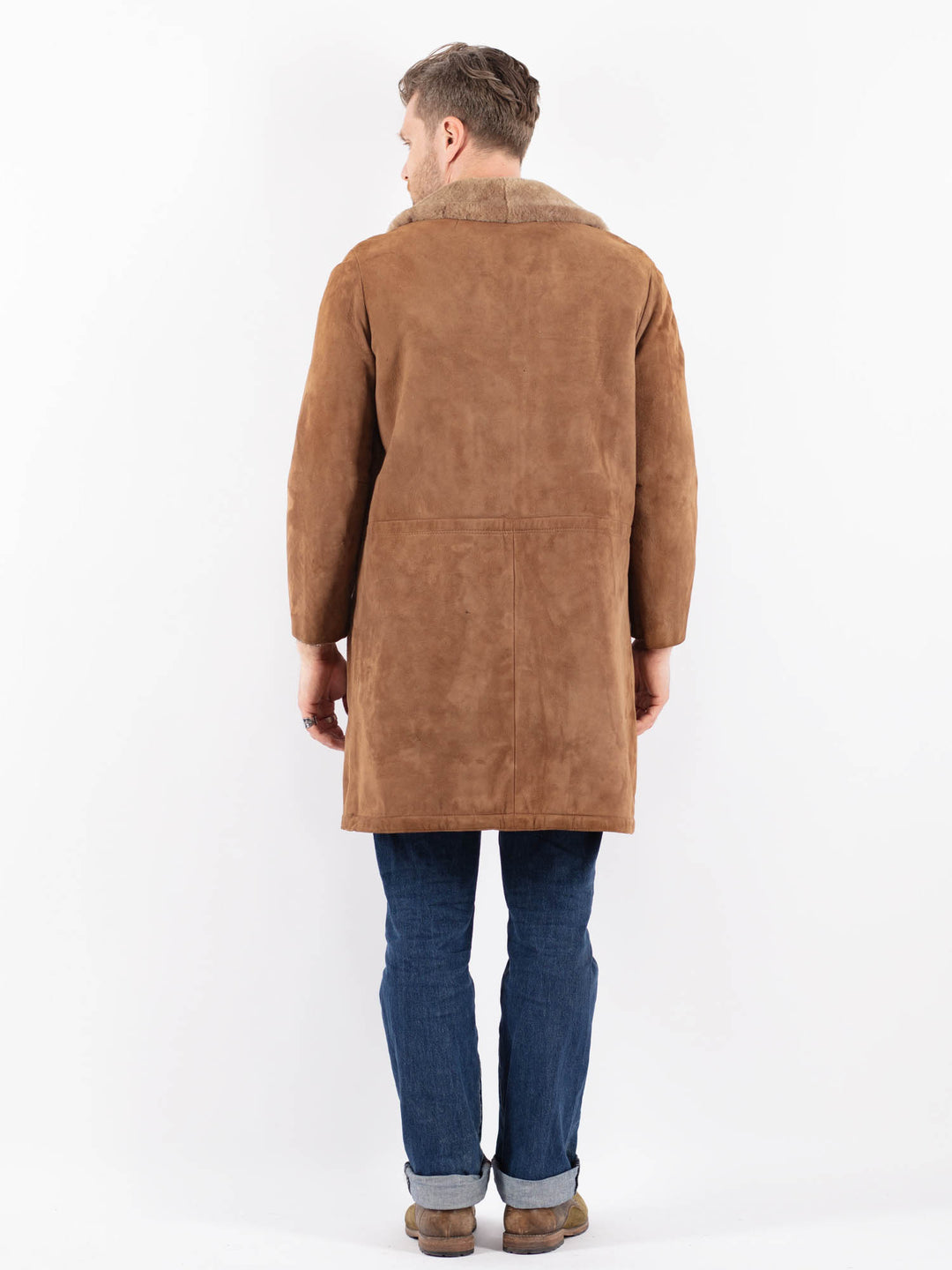 Vintage 70's Men Suede Sherpa Coat in BeigeZ1546