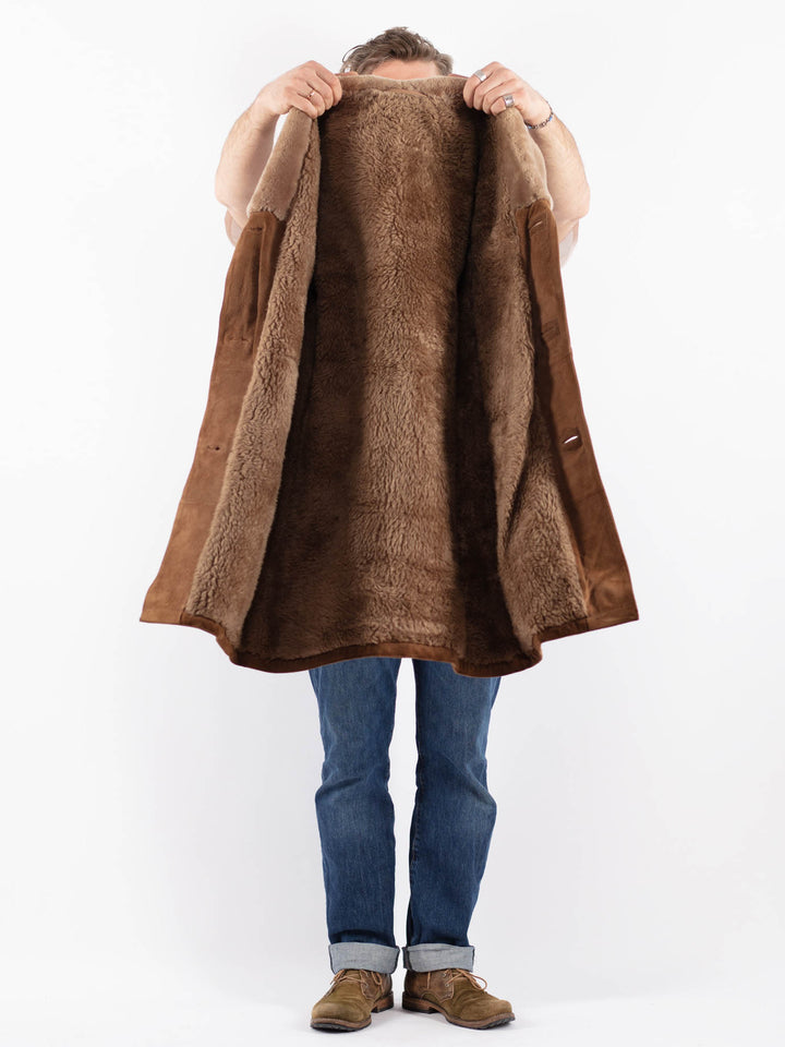 Vintage 70's Men Suede Sherpa Coat in BeigeZ1546